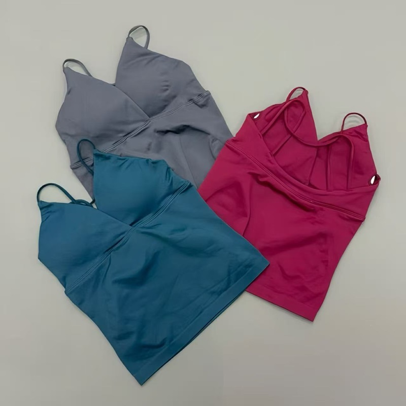 Pilates Yoga Wrap Top - เสื้อท็อปวิสชั่นทวิสต์แบบยาวสำหรับผู้หญิง คอวี สายคล้องคอ ยืดหยุ่นสูง เหมาะสำหรับโยคะ ฟิตเนส