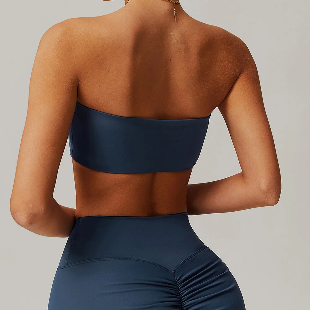 Pilates Yoga Wrap Top - เสื้อชั้นในกีฬาแบบไร้ตะเข็บสำหรับผู้หญิง ทรงทูปท็อป ออกกำลังกาย ฟิตเนส บราดันทรง มีฟองน้ำเสริม