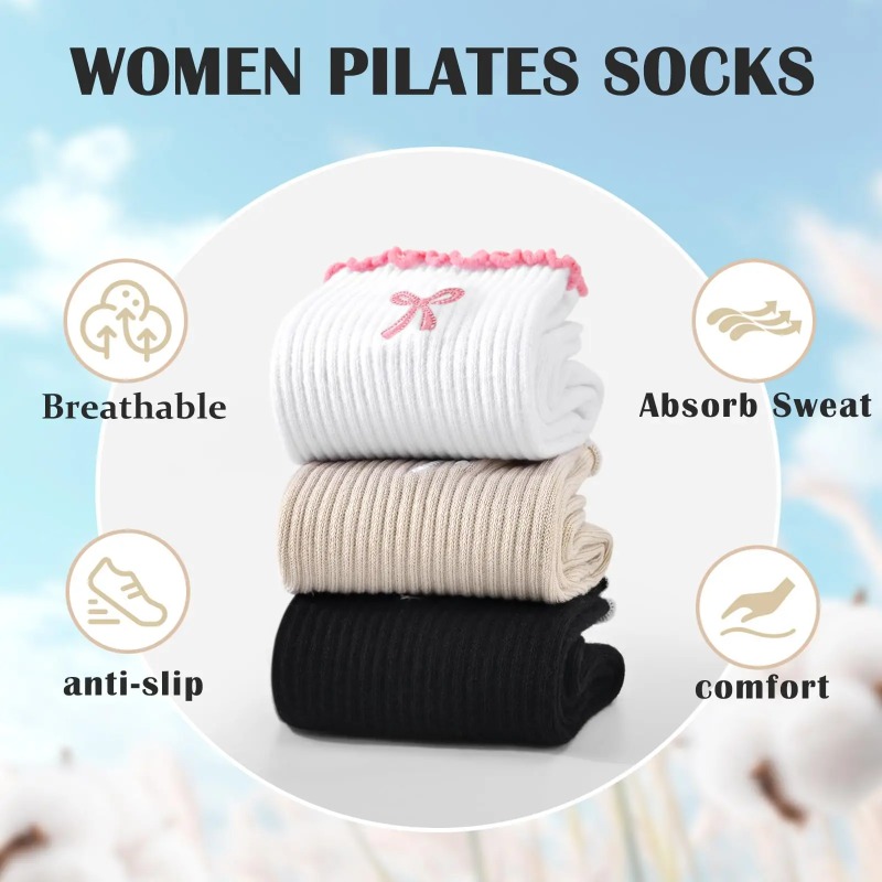 ถุงเท้าโยคะมืออาชีพ สายรัดผ้าฝ - Pilates Yoga Fitness บทวิจารณ์และราคา