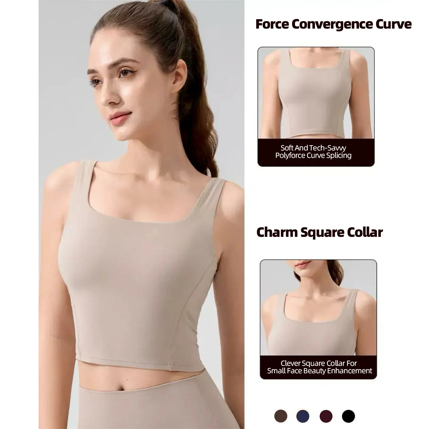 เสื้อกีฬาโยคะผู้หญิง คอเหลี่ยม - Pilates Yoga One บทวิจารณ์และราคา