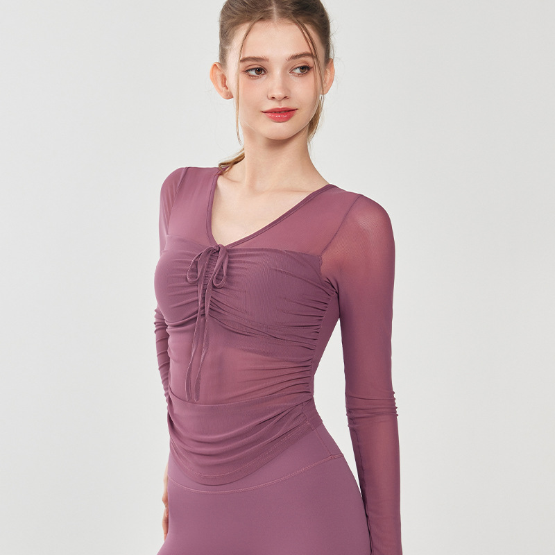 เซ็กซี่ตาข่าย high-end ชุดโยคะ - Pilates Yoga Wrap Top บทวิจารณ์และราคา